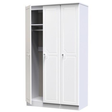 Balmoral - 3 Door - Triple - Tall - Plain Wardrobe - White Gloss Finish