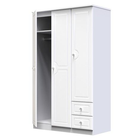 Balmoral - 3 Door 2 Drawer - Plain - Triple Wardrobe - White Gloss Finish