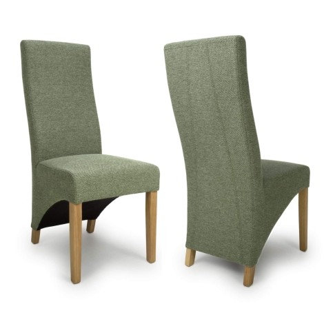 Baxter Wave Back - 2x Green Weave Dining Chairs