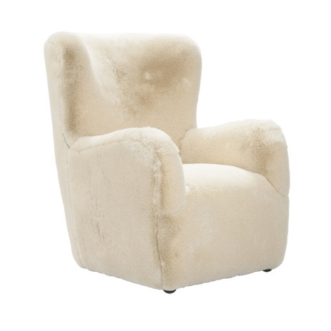 Bear - Fur Fabric Dawn Accent Chair - Rubber Wooden Framed