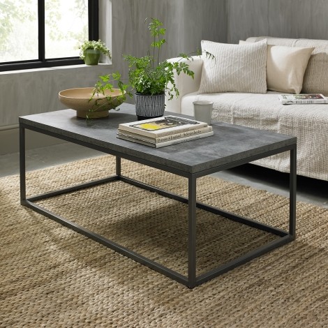 Renzo - Zinc & Dark Grey - Rectangular Coffee Table - Powder Coated - Metal Base