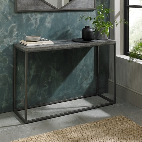 Renzo - Zinc & Dark Grey - Console Table - Powder Coated - Metal Base