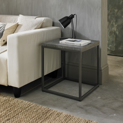 Renzo - Zinc & Dark Grey - Side Table - Powder Coated - Metal Base