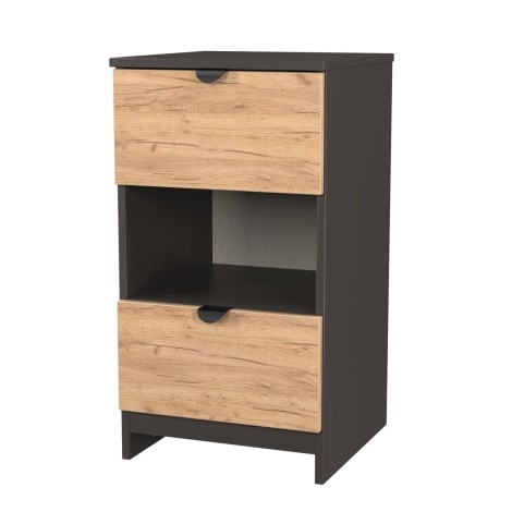 Bora - 2 Drawer Locker With Shelf - Gold Crafted Oak Front and Graphite Base