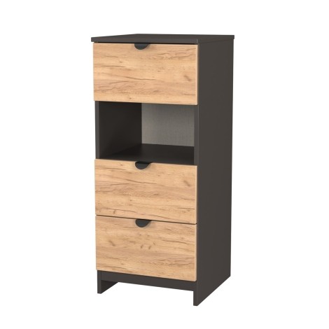 Bora - 3 Drawer Locker With Shelf - Gold Crafted Oak Front and Graphite Base