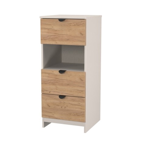 Bora - 3 Drawer Locker With Shelf - Gold Crafted Oak Front and Kashmir Matt Base