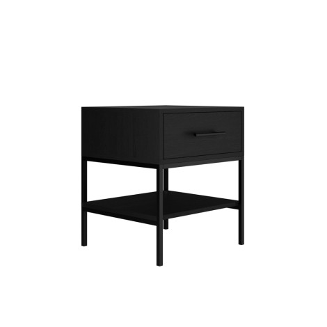 Boston - Single Drawer Matte Black Bedside Cabinet / Bedside Table / Nightstand