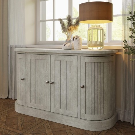 Bowood 4 Door Large Sideboard Solid Reclaimed Limewashed Pine