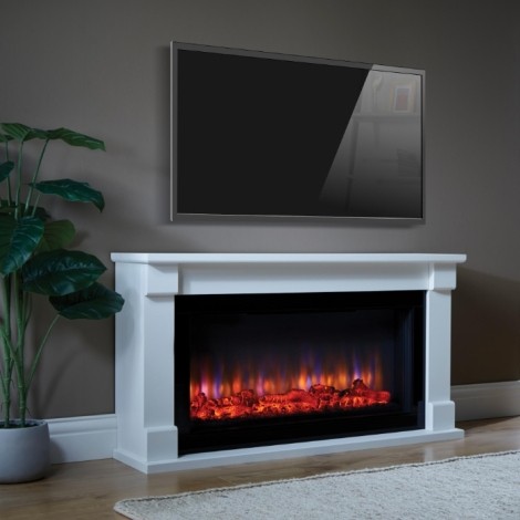 Bradbury - 48" White Electric Fireplace Suite - 2kW