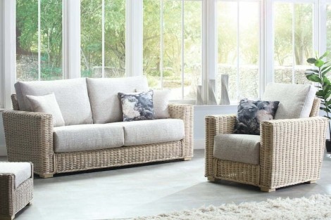 Desser - Burford - Natural Wash - Cane 3 Seater Sofa & 2 Chairs