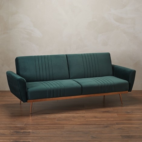 Nico - Green - Velvet Fabric - Sofa Bed