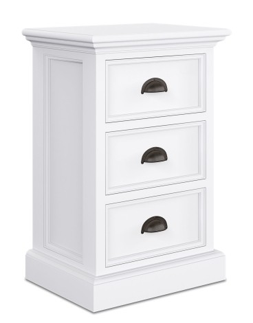 Halifax - Pure White Painted - Painted 3 Drawer Bedside Cabinet