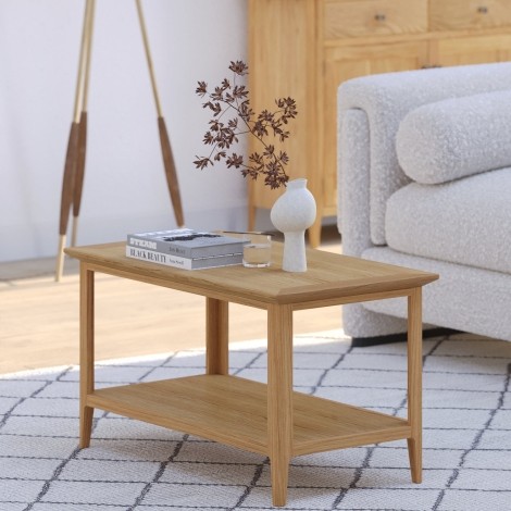 Saxon Oak - Coffee Table with Shelf - Clean Lacquer Finish