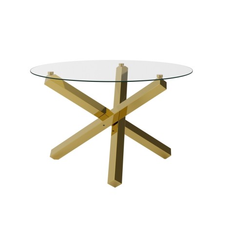 Capri - 4 Seater - Round Dining Table - Glass Top - Gold Legs