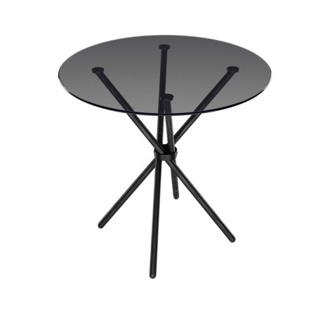 Casa - Smoked Black Glass Top Small Dining Table with Black Metal Legs