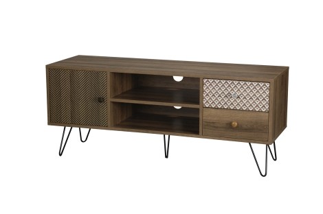 Casablanca - Wood - Small Sideboard - TV Media Unit - Black Metal Hairpin Legs