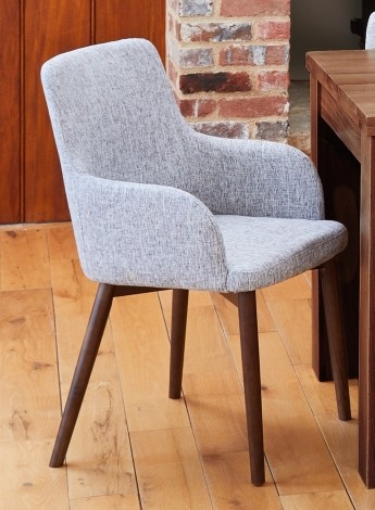 Tokyo Walnut Accent Upholstered Dining Chair - Light Grey Fabric (Pack of Two) CDR03M