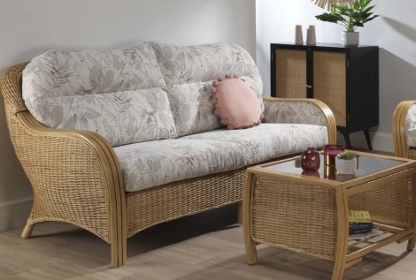 Desser, Centurion, Light Oak, Cane 3 Seater Sofa