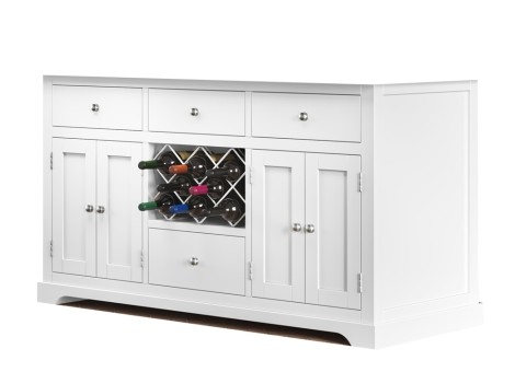 Kitchen Island Base Only (NO TOP) White Painted - 2 Cupboard 4 Drawer With Wine Racks