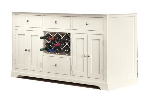 Kitchen Island Base Only (NO TOP) Cream Painted - 2 Cupboard 4 Drawer With Wine Racks