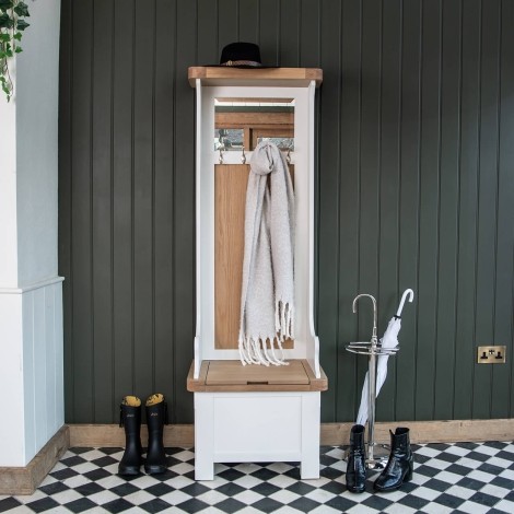 Cornwall - White Painted and Chunk Oak - Hallway Tidy