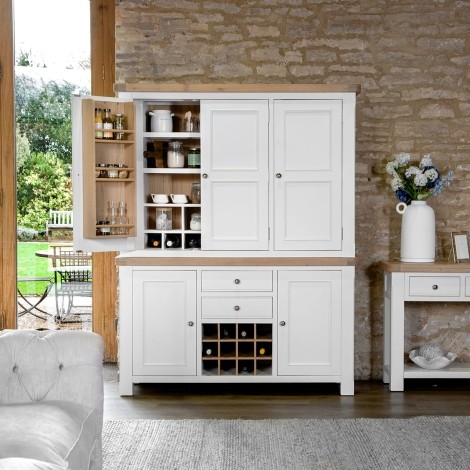 Cornwall - White Painted and Chunk Oak - Large Triple Larder Unit Top