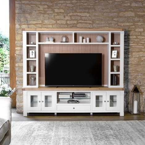 Cornwall - White Painted and Chunk Oak - Extra Large TV Unit Top