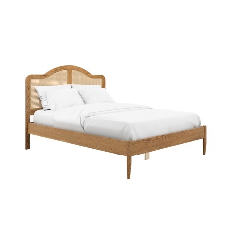 Claude - Smoked Wooden Framed King Size / 5ft / 150cm Bed with Curved Cane Headboard