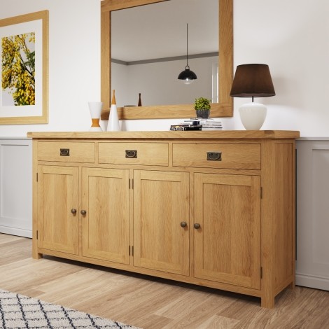 Colton Medium Oak -  4 Door 3 Drawer Sideboard