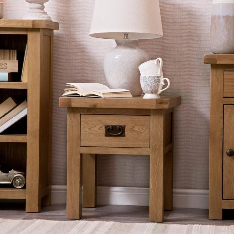 Colton Medium Oak -  Lamp Table with Drawer