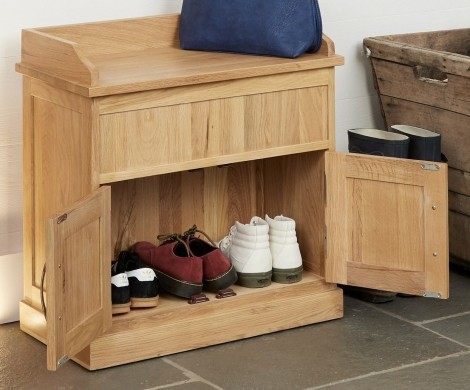 Mobel Oak - Shoe Bench With Hidden Storage COR20C