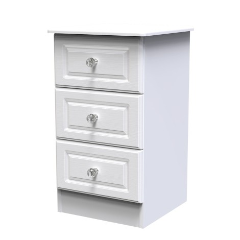 Crystal - Chest of 3 Drawers - White Ash Finish