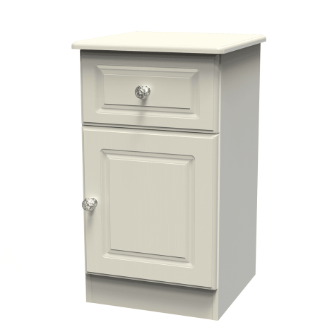 Crystal - 1 Door 1 Drawer - Bedside Cabinet - Cream Ash Finish