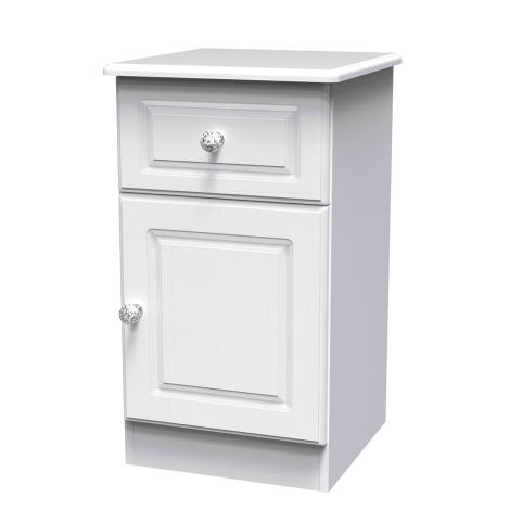 Crystal - 1 Door 1 Drawer - Bedside Cabinet - White Ash Finish