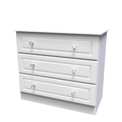 Crystal - Wide - Chest of 3 Drawers - White Ash Finish