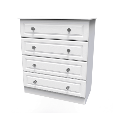 Crystal - Wide - Chest of 4 Drawers - White Ash Finish