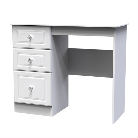 Crystal - Single Pedestal Dressing Table / Vanity Table / Desk - White Ash Finish