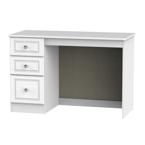 Crystal - Single Pedestal Desk / Vanity Table - White Ash Finish