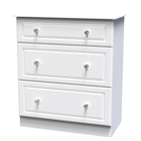 Crystal - Deep - Chest of 3 Drawers - White Ash Finish