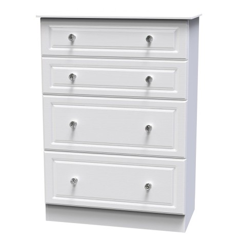 Crystal - Deep - Chest of 4 Drawers - White Ash Finish