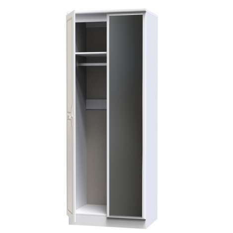 Crystal - 2 Door - Double - Mirrored Wardrobe - White Ash Finish