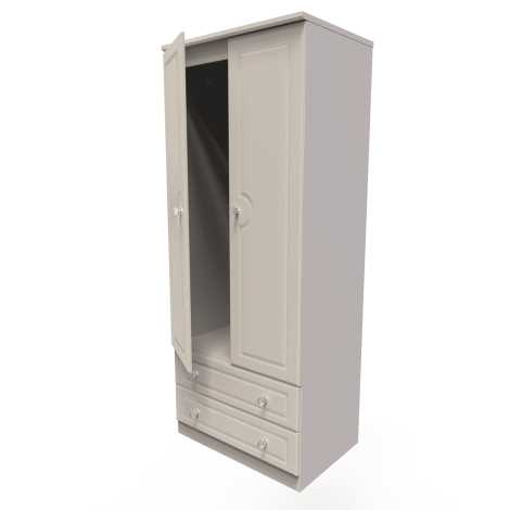 Crystal - 2 Door 2 Drawer - Double - Mirrored Wardrobe - Kashmir Ash Finish