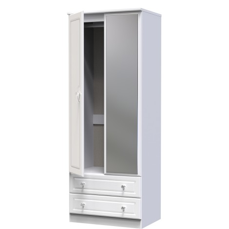 Crystal - 2 Door 2 Drawer - Double - Plain Wardrobe - White Ash Finish