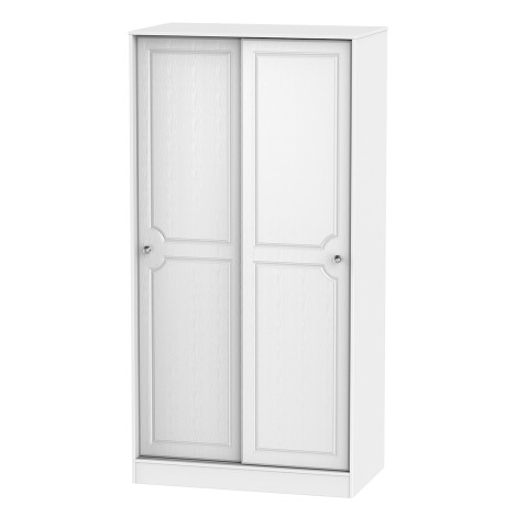 Crystal - 2 Sliding Door - Tall - Wardrobe - White Ash Finish