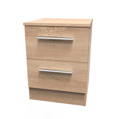 Contrast - 2 Drawer - Bedside Cabinet - Bardolino Oak Finish