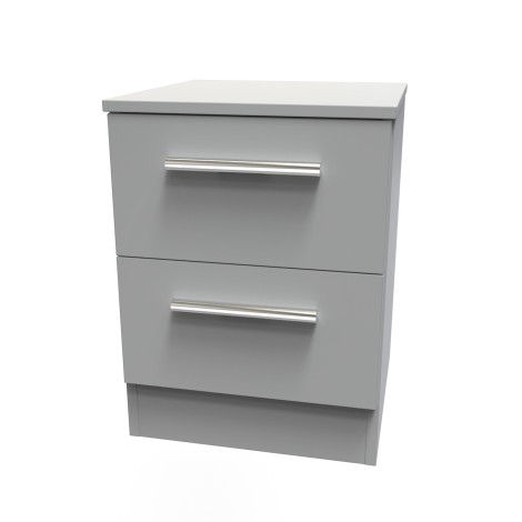 Contrast - 2 Drawer - Bedside Cabinet - Dusk Grey Finish