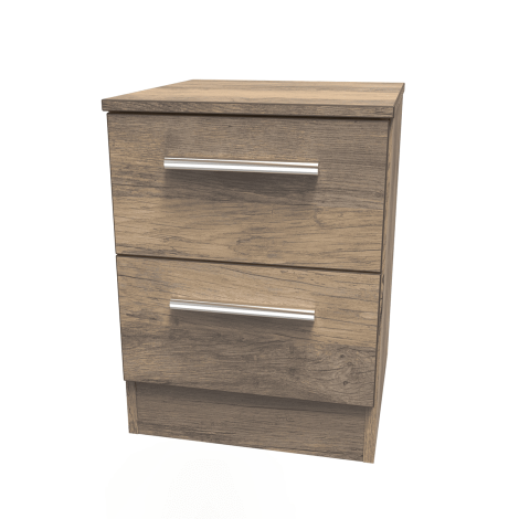 Contrast - 2 Drawer - Bedside Cabinet - Vintage Oak Finish