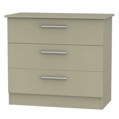 Contrast - Wide - Chest of 3 Drawers - Mushroom Finish