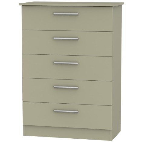 Contrast - Wide - Chest of 5 Drawers - Mushroom Finish