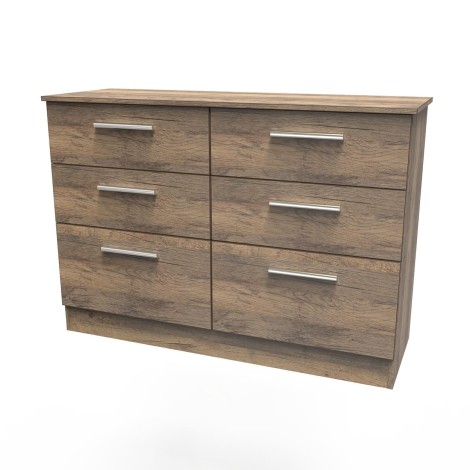 Contrast - 6 Drawer - Medium Chest - Vintage Oak Finish